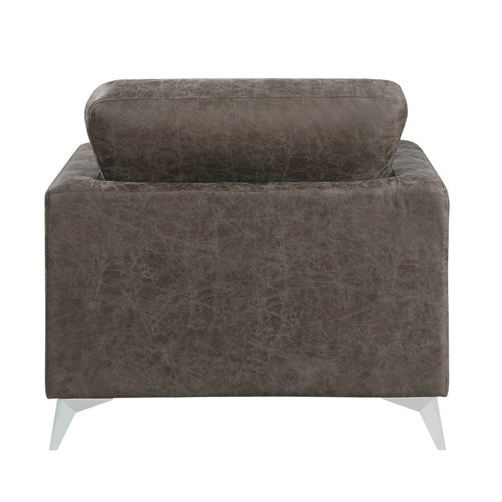 Casie Accent Armchair | Brownish Gray Microfiber Foam | Chrome Legs BM338592