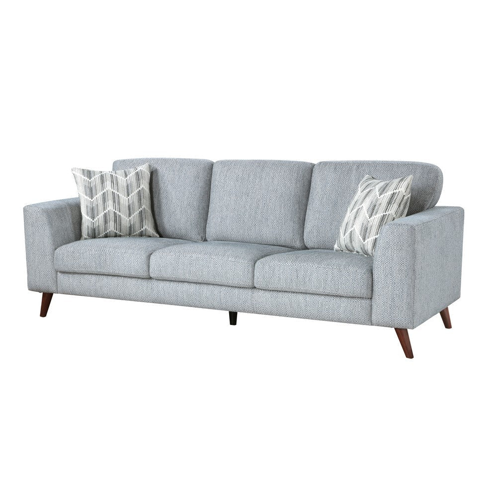 Ricca Sofa with 2 Pillows | Blue Gray Chenille | Brown Legs | 87’’ BM338606