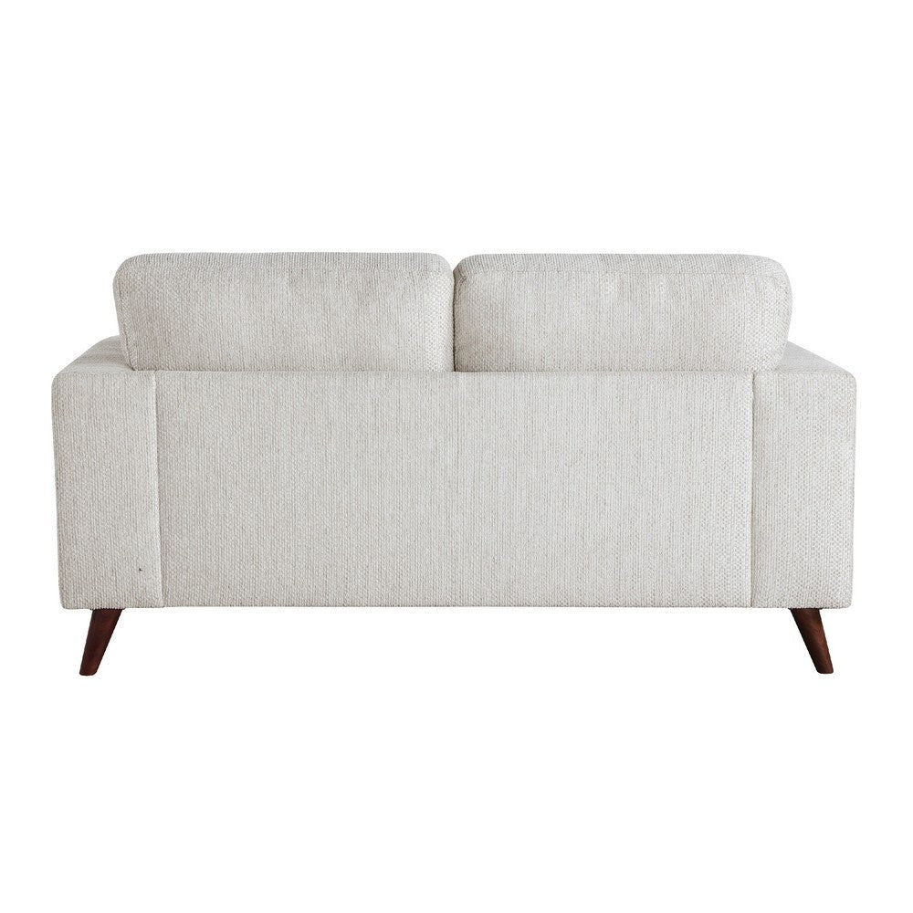 Ricca Loveseat with 2 Pillows | Cloud White Chenille | Wood | 64’’ BM338608