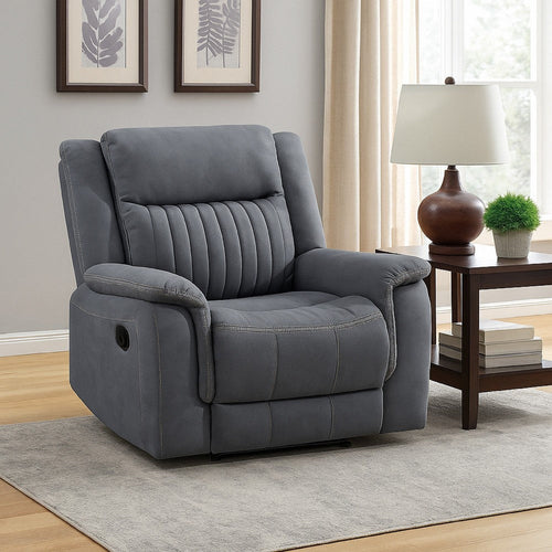 Lenny Manual Reclining Chair | Gray Microfiber | Foam Cushioning BM338613