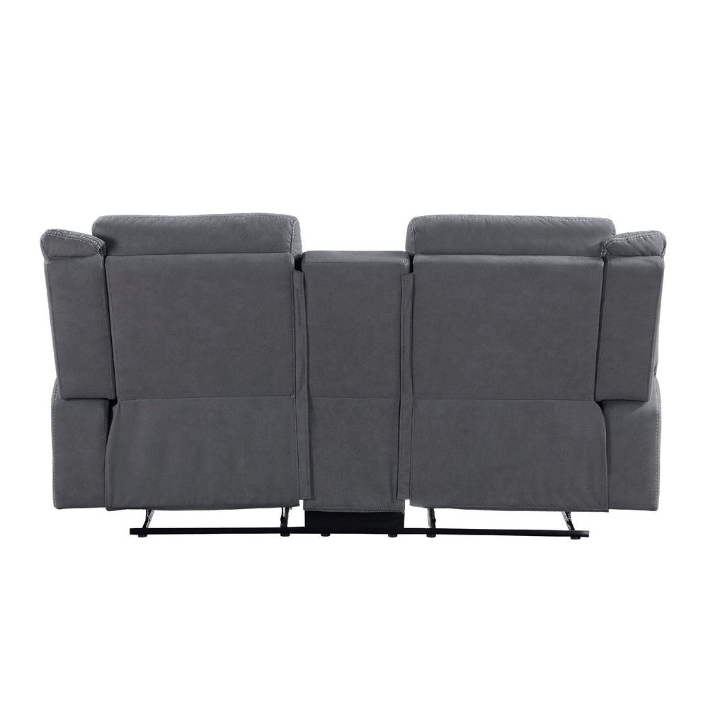 Lenny Manual Reclining Loveseat | Cup Holders | Gray Microfiber | 75’’ BM338614