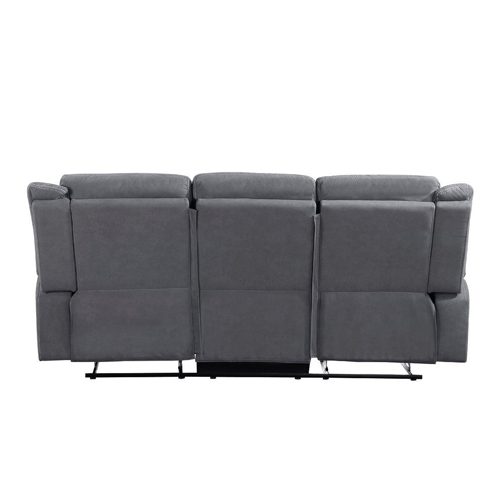 Lenny Manual Double Reclining Sofa | Gray Microfiber | Foam | 86’’ BM338615