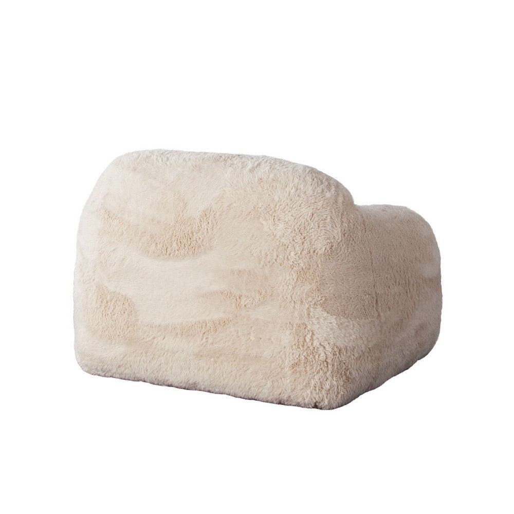 Accent Lounging Chair | Natural White Faux Fur | 44’’ Solid Wood Frame BM338632