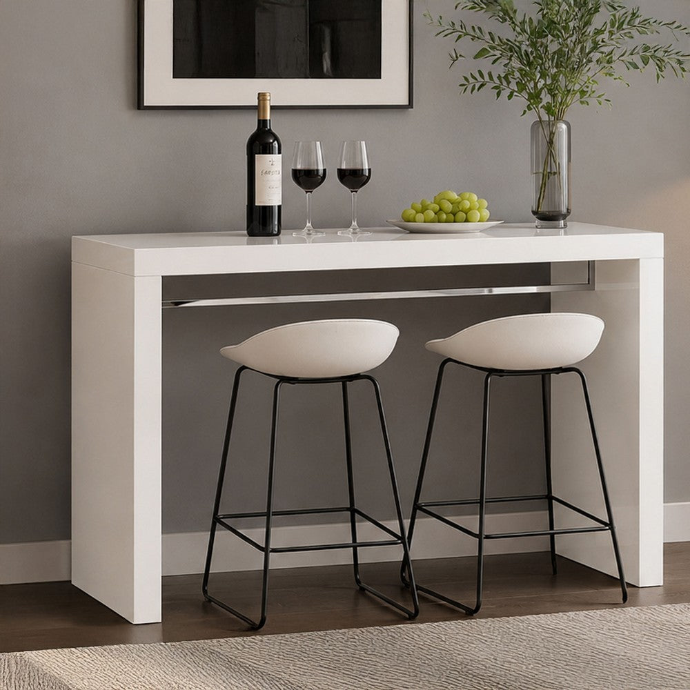 Bar Table | 42" Waterfall Edge Design | High Gloss White Lacquer