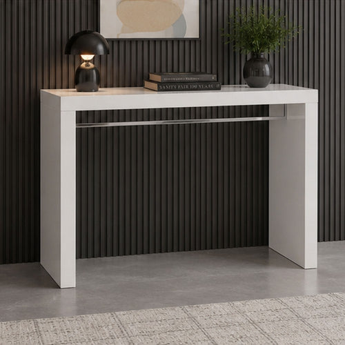 Bar Table | 42" Waterfall Edge Design | High Gloss White Lacquer