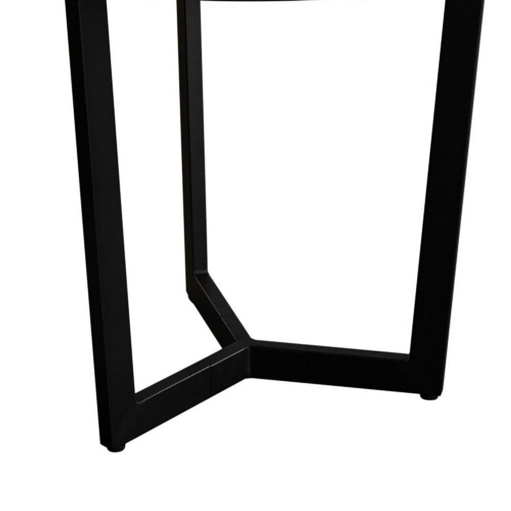 Jole Side End Table | 39’’ Black Ceramic Glass Top | Metal Base BM338653