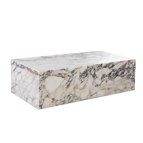 Rey Cocktail Coffee Table | 48" Rectangular Natural Viola Marble Body