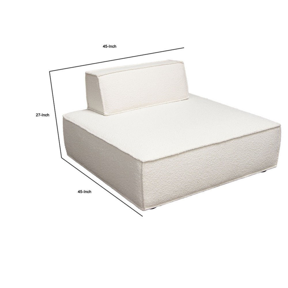 Gada Square Lounger Chair | Welt Trim Ivory Boucle | Wood Frame | 45’’ BM338677
