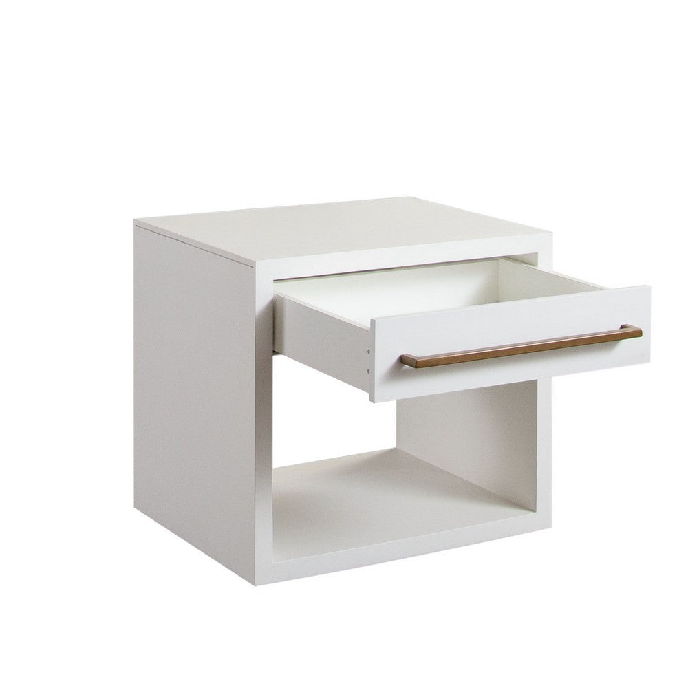 Ceny Side End Table | 1 Drawer | 26’’ White Solid Mango Wood BM338693