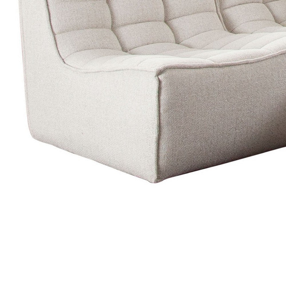 Ema 3 Piece Sectional Sofa | Sand Beige Fabric | Scooped Seat | Grid Tufting BM338696