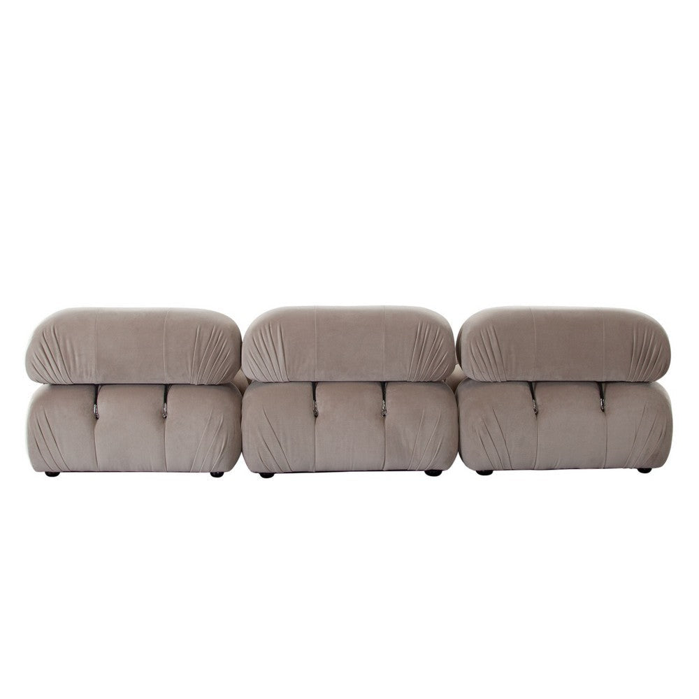 Hito 3 Piece 111’’ Modular Sofa Set | Tan Brown Bubble Grid Tufting BM338703