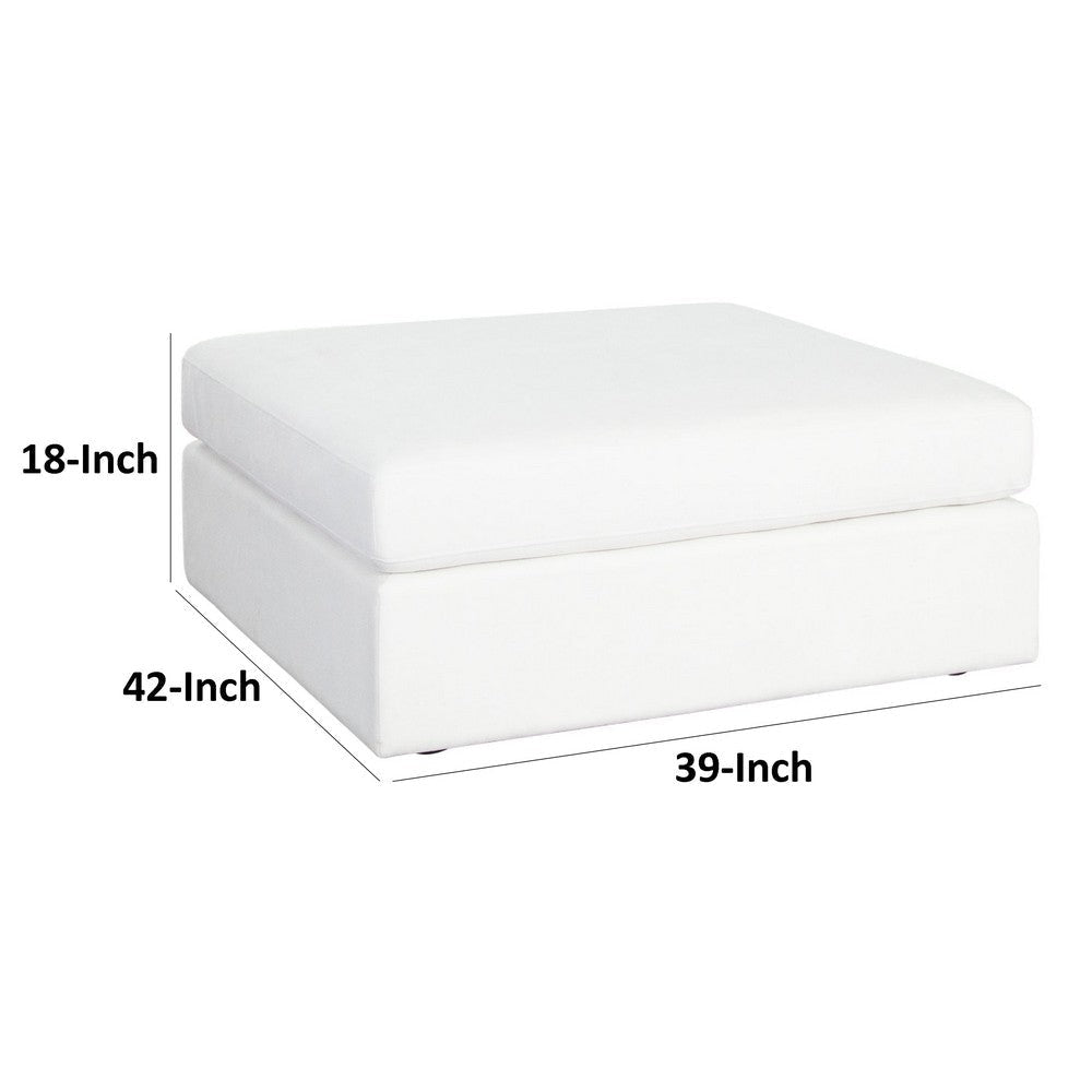 Lipi Accent Ottoman | Plush Mist White | 42’’ Solid Wood Frame BM338708