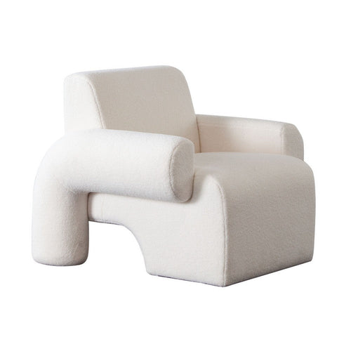 Contemporary Accent Chair | Extra Soft Ivory Sherpa Fabric | 36"