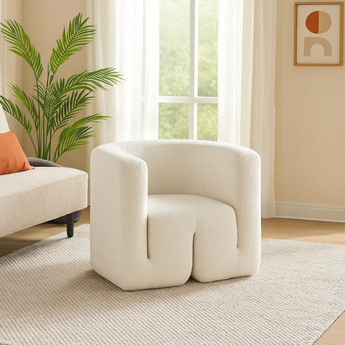 Contemporary Accent Chair | Extra Soft Ivory Boucle | 35"