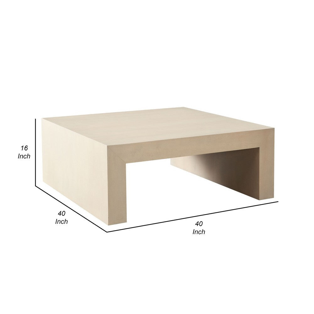 Somy Modern Coffee Table 40’’ Square Top Wide Panel Legs Natural Gray BM338760