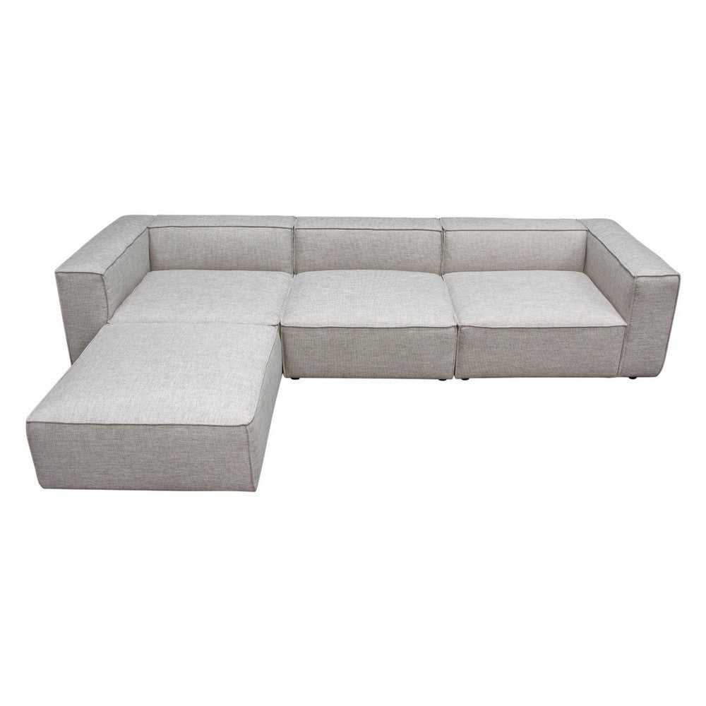 Daro 4pc Modular Sofa with Chaise | 3 Pillows | Barley Gray Polyester BM338768