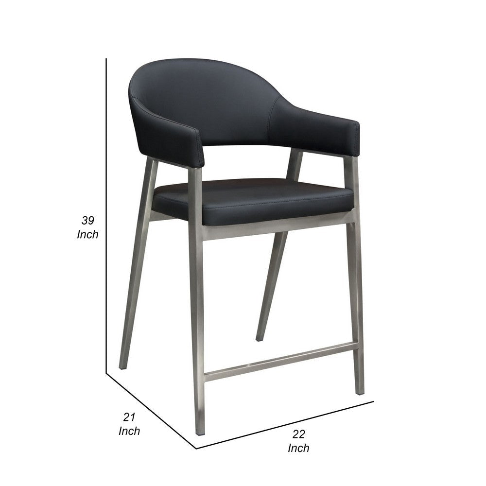 Arie Counter Height Chair Set of 2 | Black Faux Leather Seat and Back BM338769