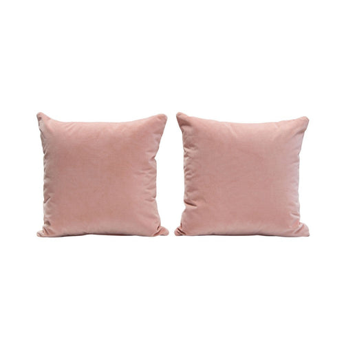 Wily Accent Pillow Set of 2 | 16" Square | Blush Pink Velvet Fabric