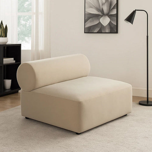 Zey Modular Armless Chair with Low Back | Light Camel Brown Velvet