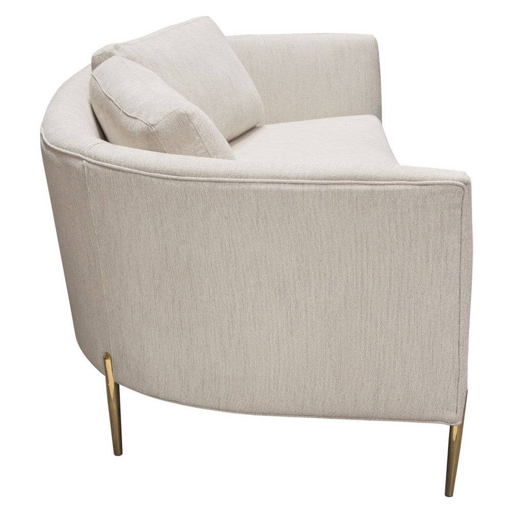 Meny Modern Sofa | Light Cream Textured Fabric | 92’’ Gold Metal BM338856