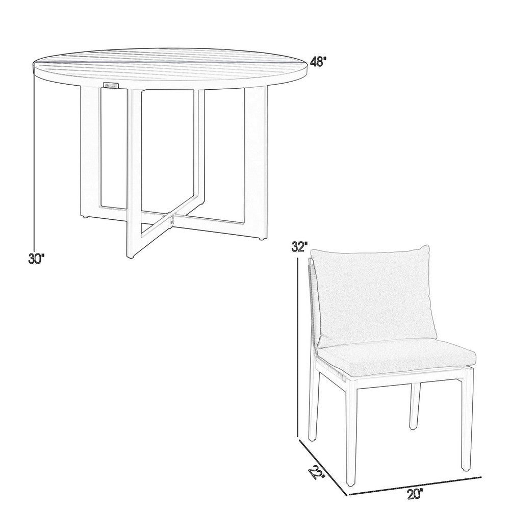 Grop 5pc Outdoor Dining Set | Black Metal Table | 4 Gray Fabric Chairs BM338906