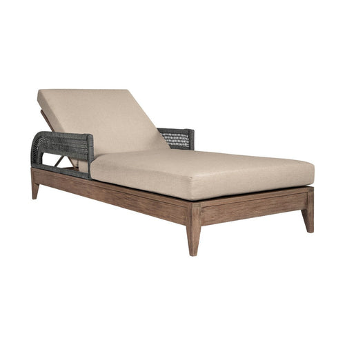 Kimi Outdoor Chaise Lounge Chair | Brown Wood | Gray | Taupe | 82"