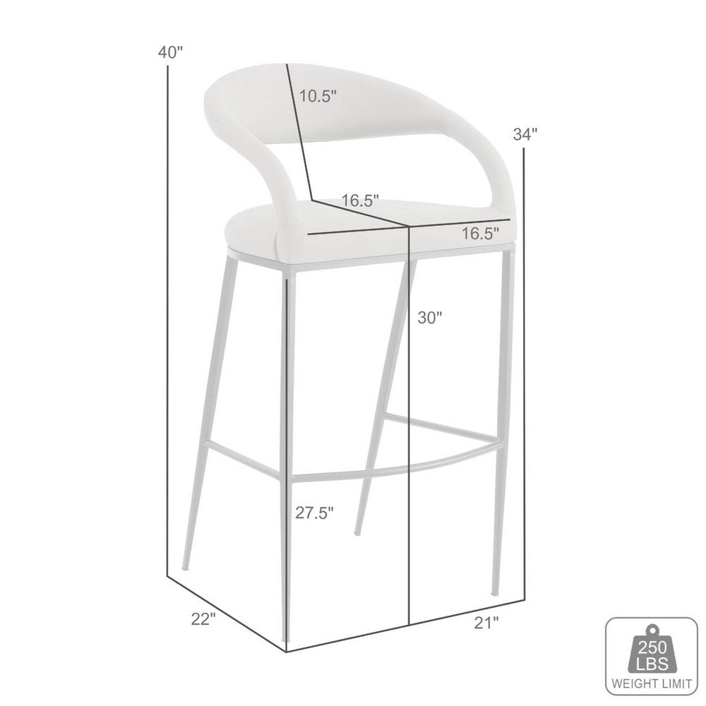 Monie Barstool Chair | Curved Floating Back | Black Faux Leather