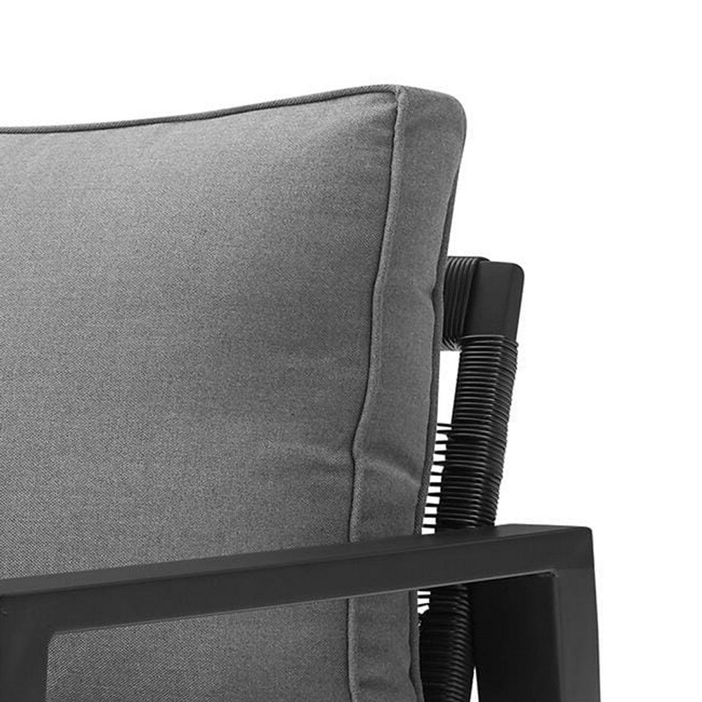 Lynn Outdoor Club Chair with Angled Legs | Black Metal | Dark Gray BM339106