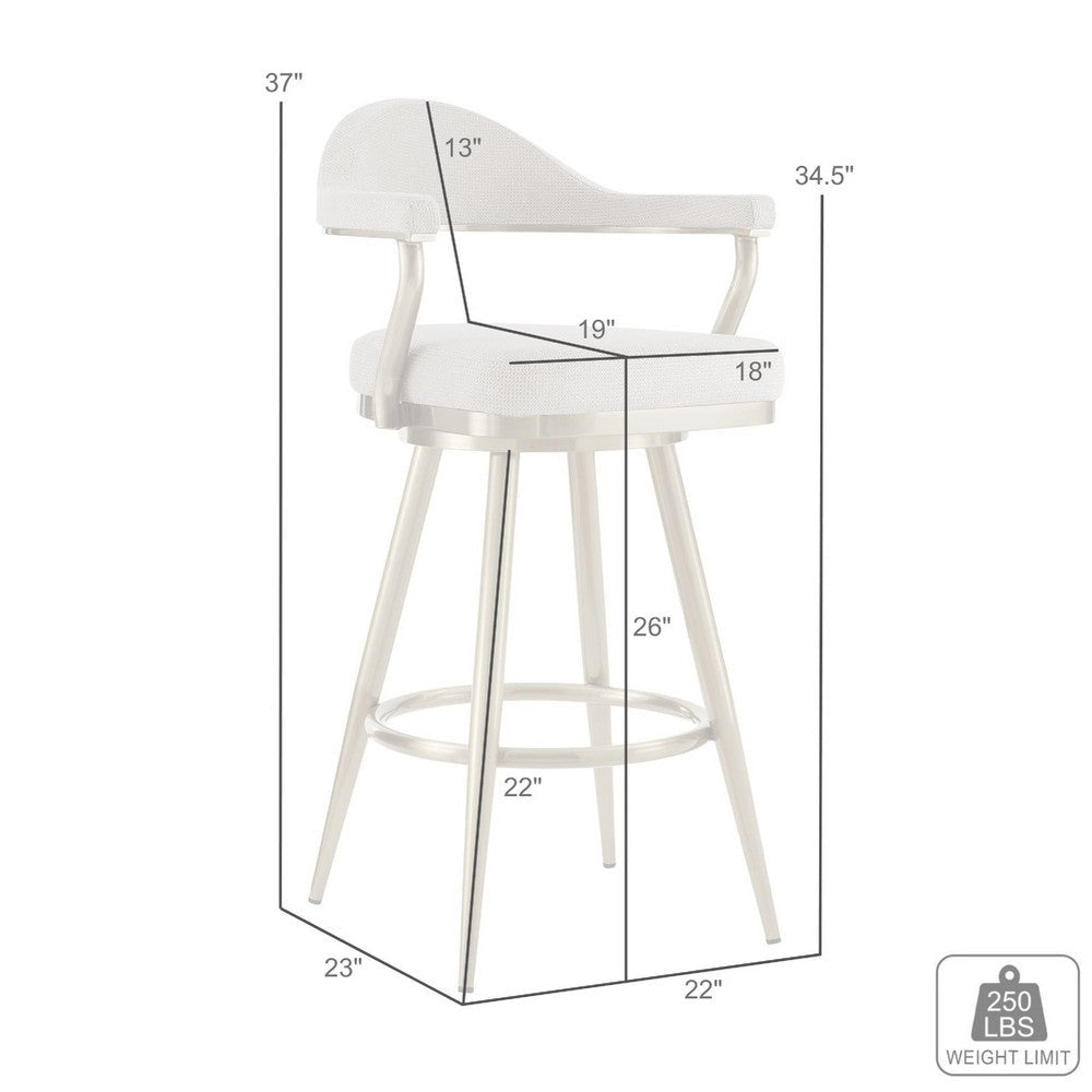 Justy Swivel Counter Stool Chair | Gold Steel Frame | Silver Polyester