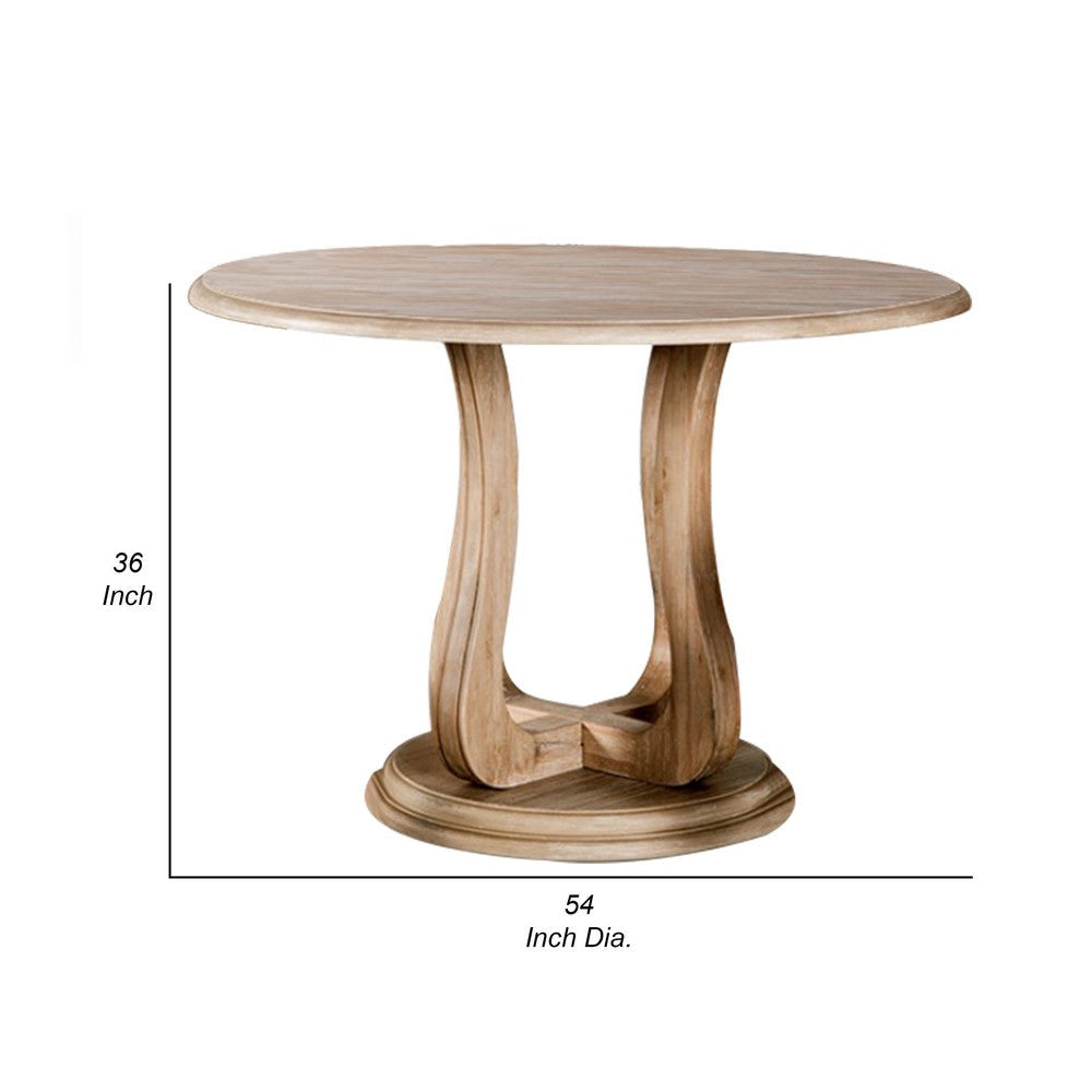 Ellon Round Counter Height Table | 54’’ Natural Brown Wood | White BM339195