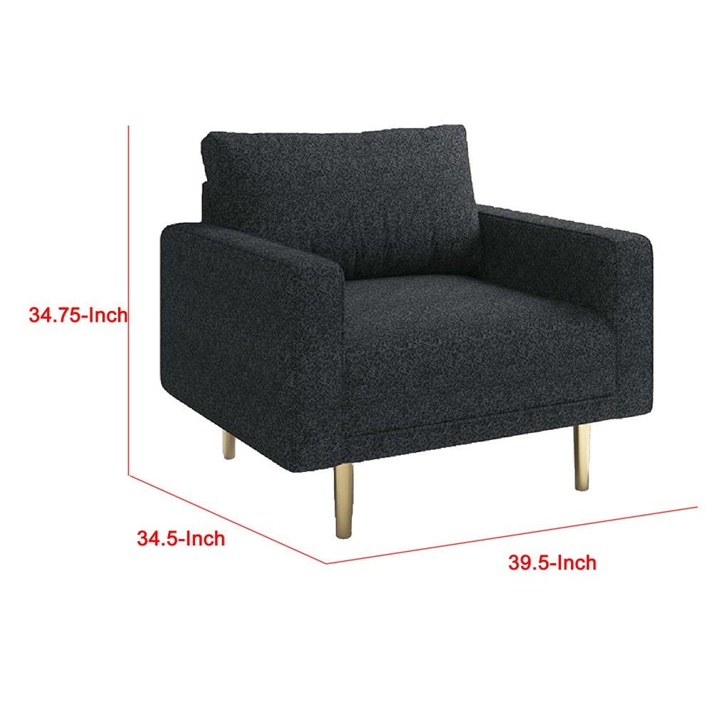 Remy Accent Sofa Chair | Black Boucle Seat with Metallic Undertone Gold Legs BM339216