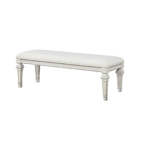 Miamy Bench | Cream White Wood Frame | Textured Fabric | 55"