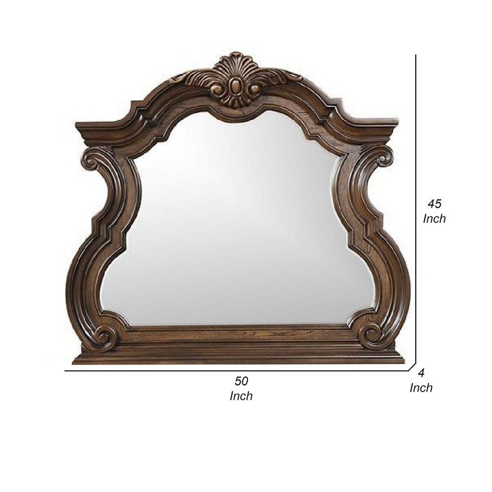 Leova Beveled Dresser Mirror | 50’’ Brown Wood Ornate Moulding BM339240