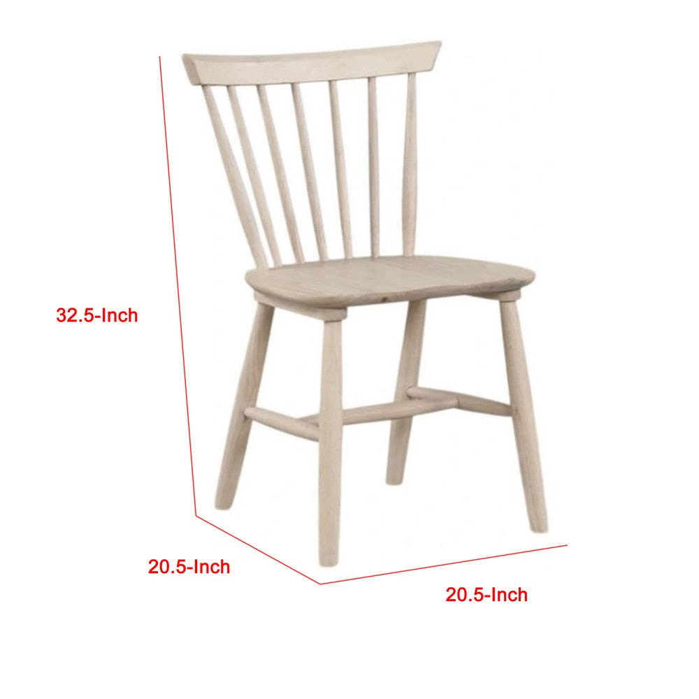 Baylee Side Dining Chair Set of 2 | Spindle Back | Tapered Legs | White Oak Wood