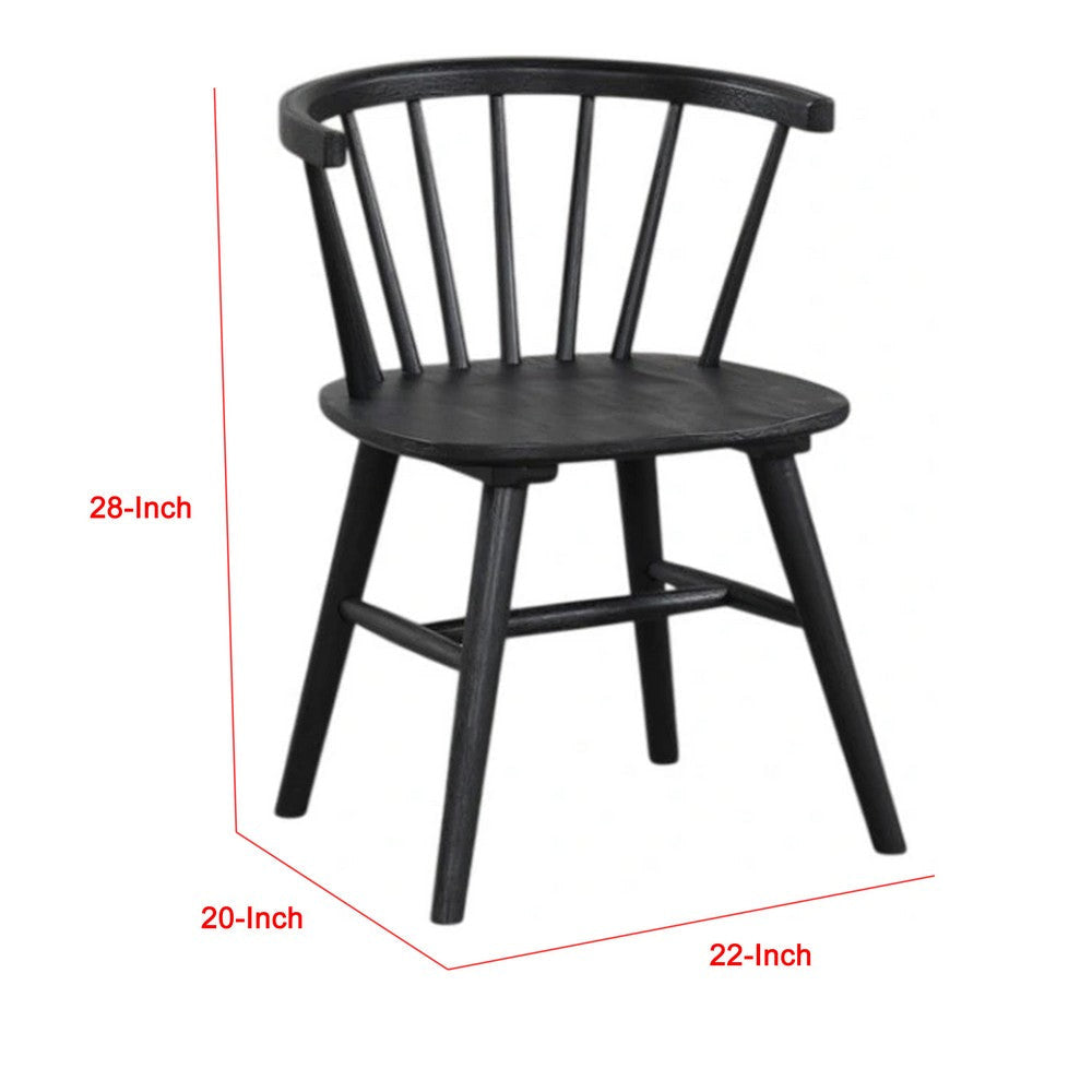 Yely Side Dining Chair Set of 2 | Spindle Back | Shaker Legs | Black Rubberwood