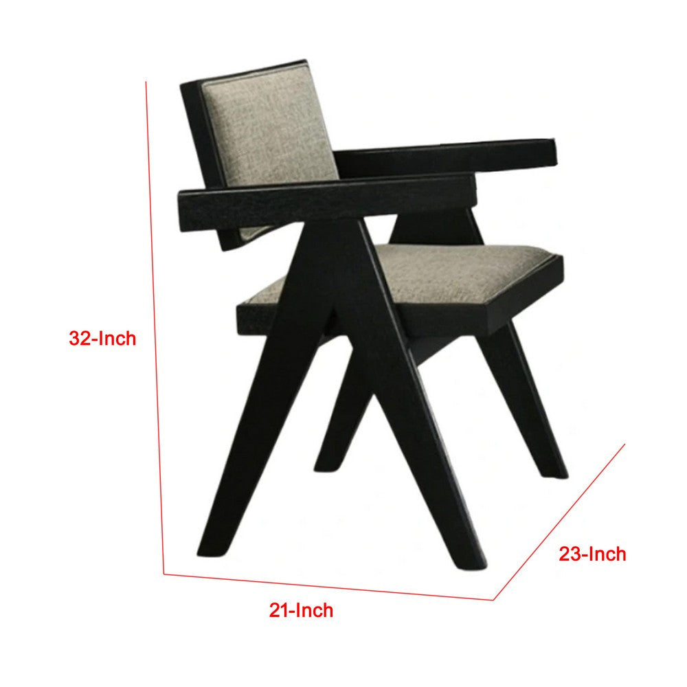 Toty Dining Armchair Set of 2 | Curved Arms | Angled Rear Legs | Gray Fabric BM339259