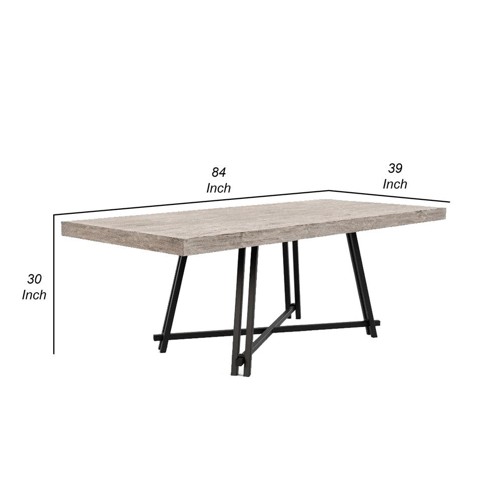 Toty Rectangular Dining Table | Pedestal Base | Black Rubberwood 84’’ Top BM339261