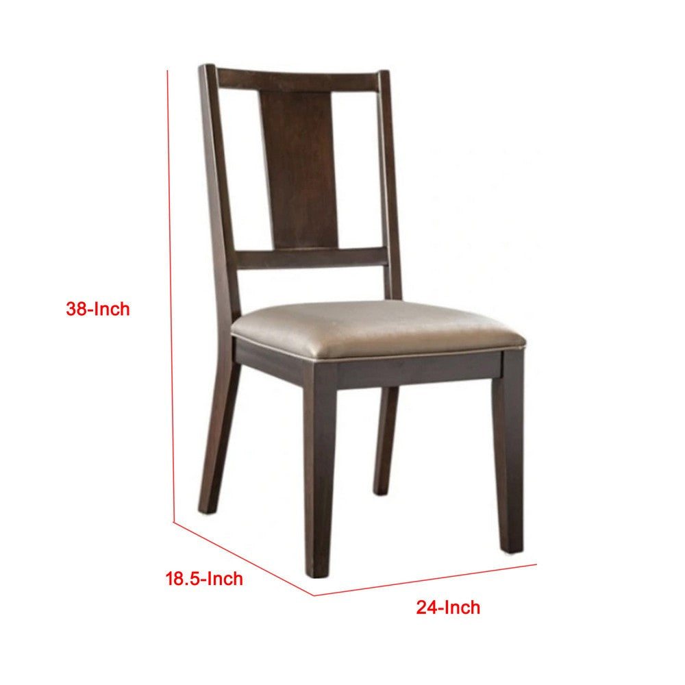 Witzy Side Dining Chair Set of 2 | Dark Brown Solid Poplar Wood | Gray BM339268