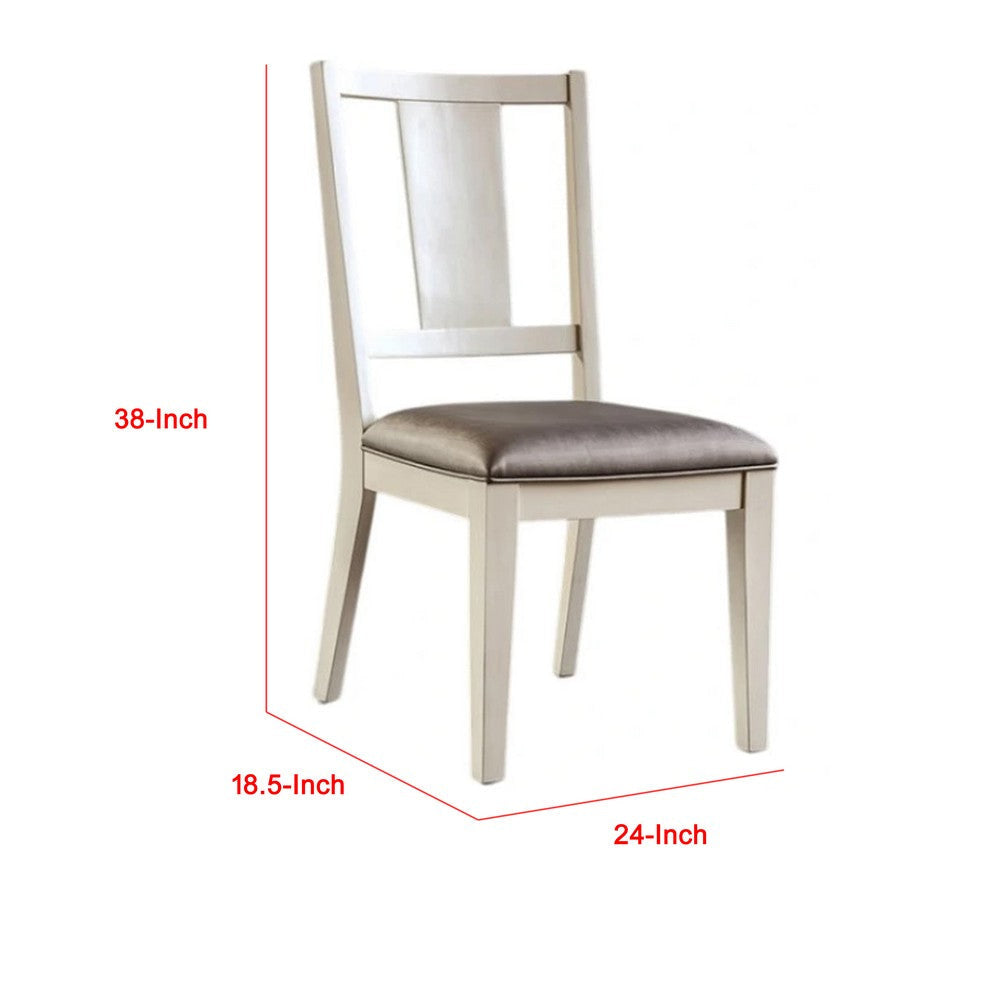 Witzy Side Dining Chair Set of 2 | Faceted Panel Back | White Wood | Gray BM339270