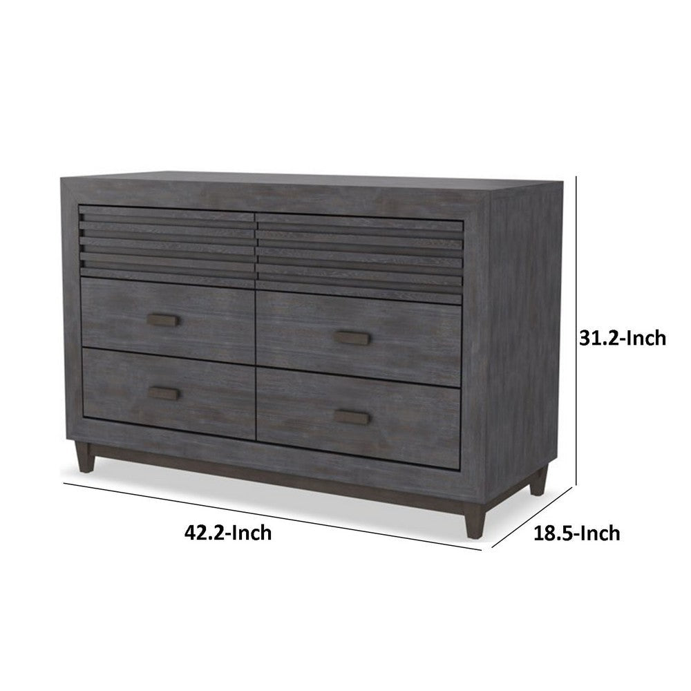 Biom Wide Dresser | 6 Storage Drawers | Charcoal Brown Solid Hardwood BM339279
