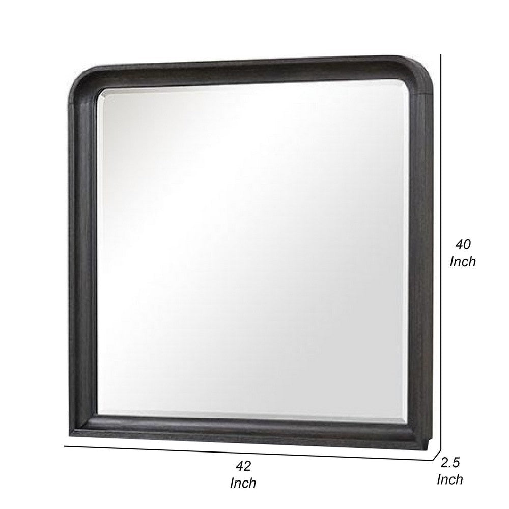 Osko 42’’ Dresser Mirror | Rounded Edges | Black Poplar Wood BM339292