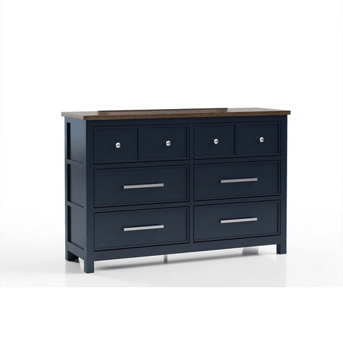 Tela Wide Dresser | 8 Drawers w Metal Handles | Blue Solid Pinewood