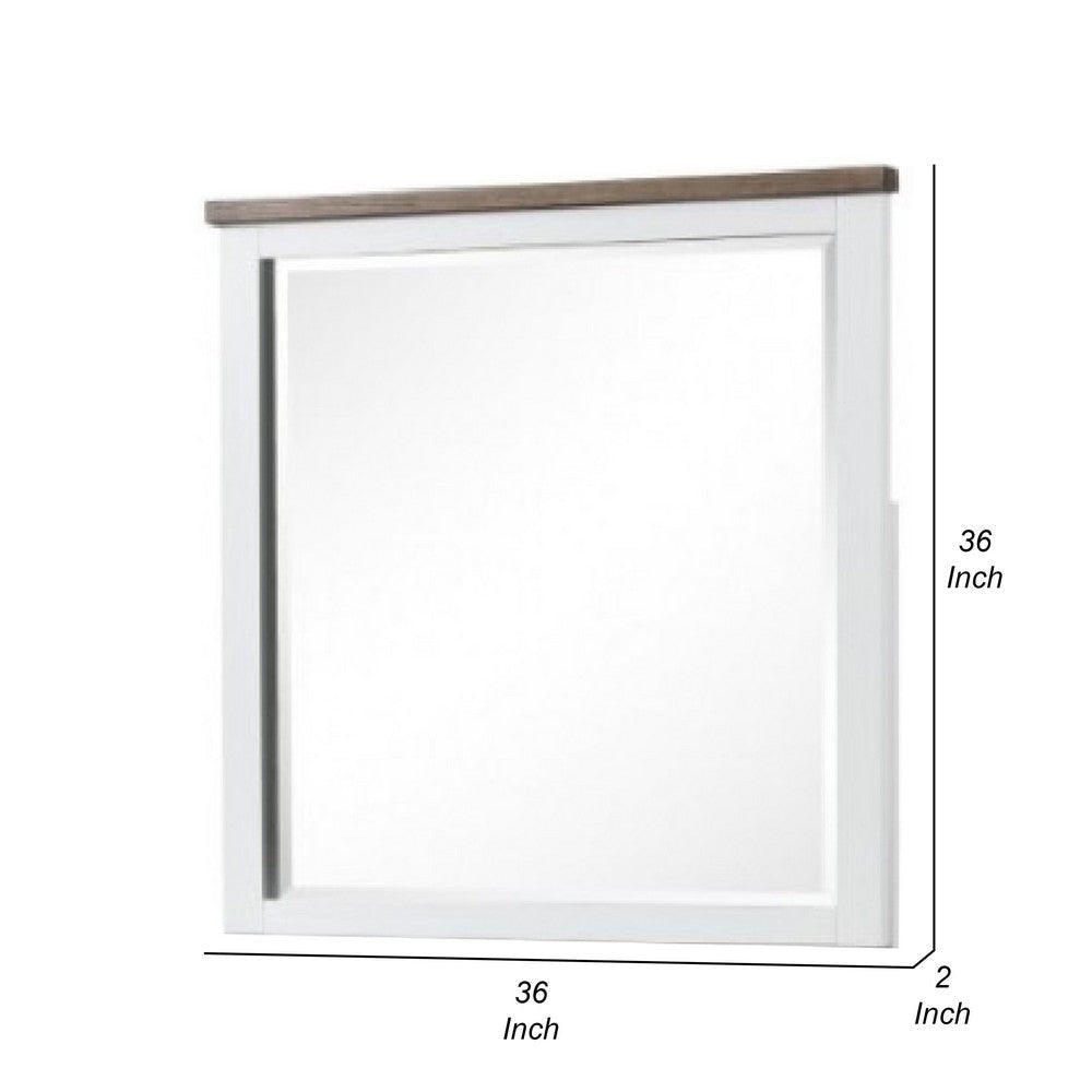 Tela Dresser Mirror | White Pinewood Frame | Dark Brown Top | 36’’ BM339306
