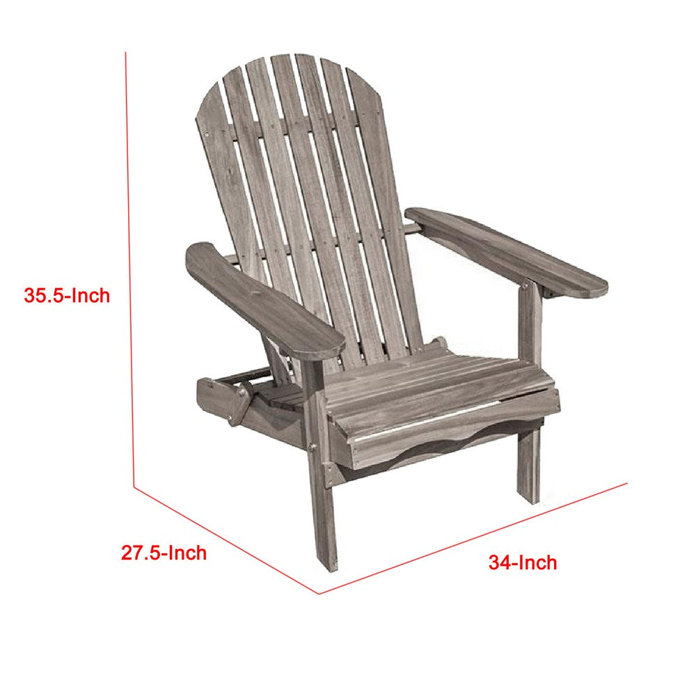Geli Outdoor Adirondack Chair | Slatted Back | Gray Eucalyptus Wood