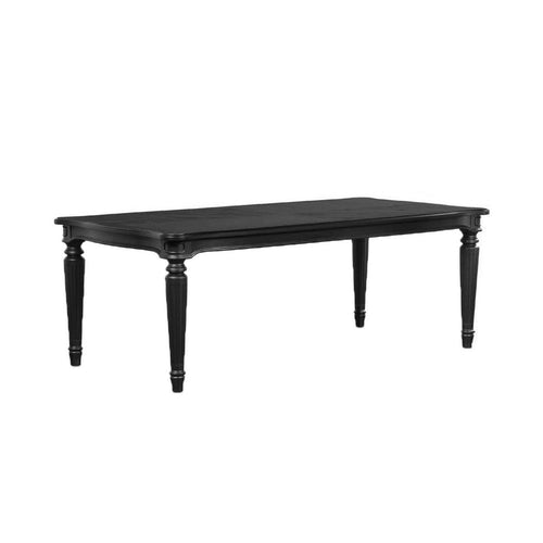 Hixe Dining Table | Black Wood | Turned Legs | Rectangular 84" Top