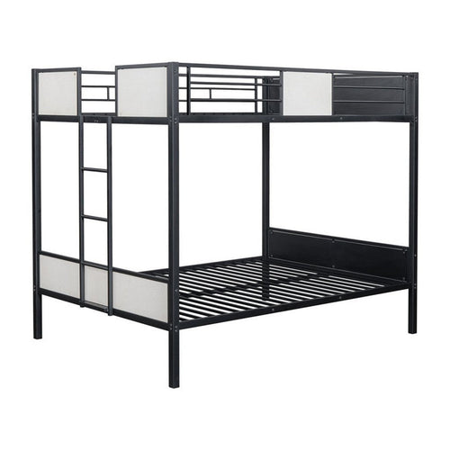 Mely Full over Full Bunk Bed | Attached Side Ladder | Black White Metal
