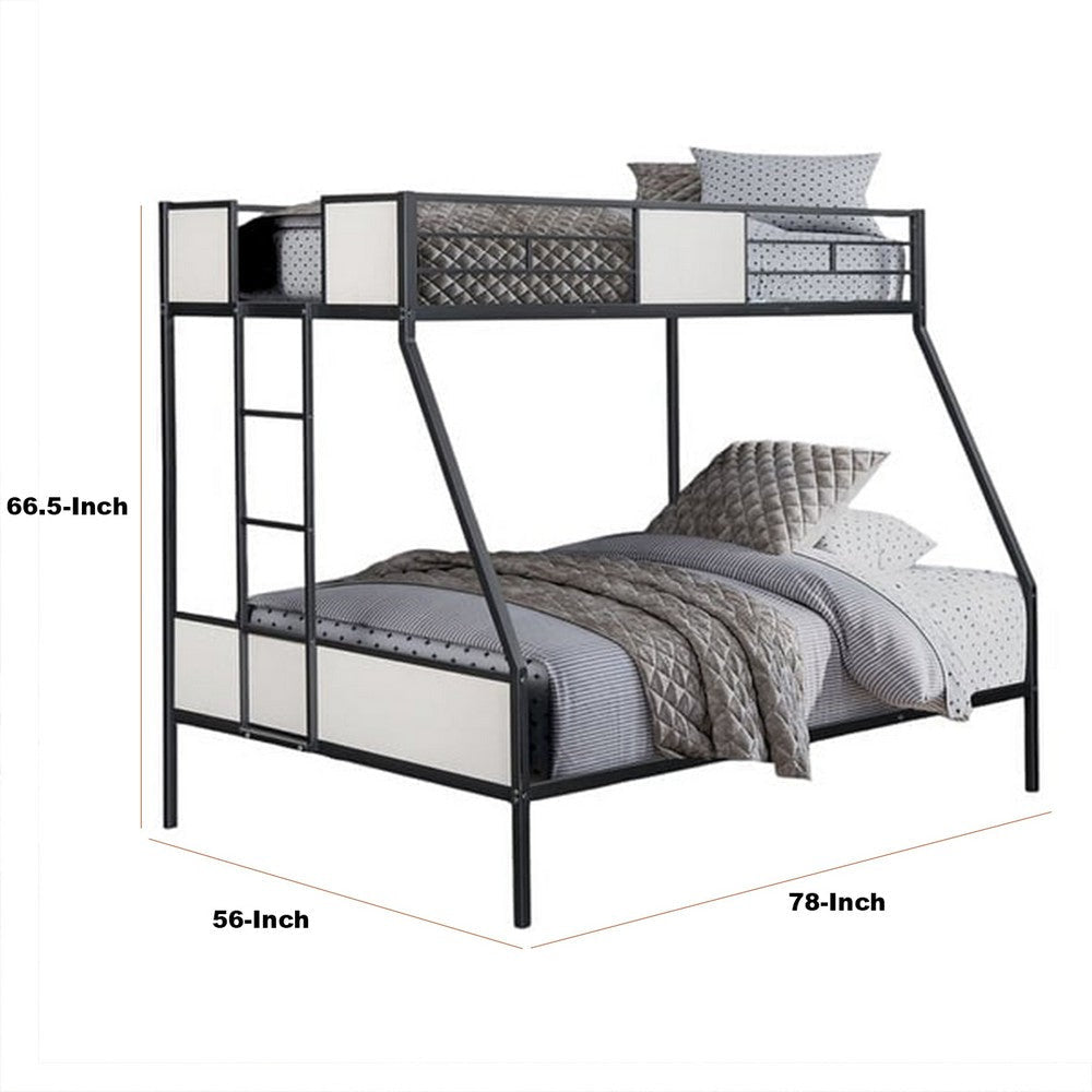 Mely Twin over Full Bunk Bed | Attached Side Ladder | Black & White Metal BM339395