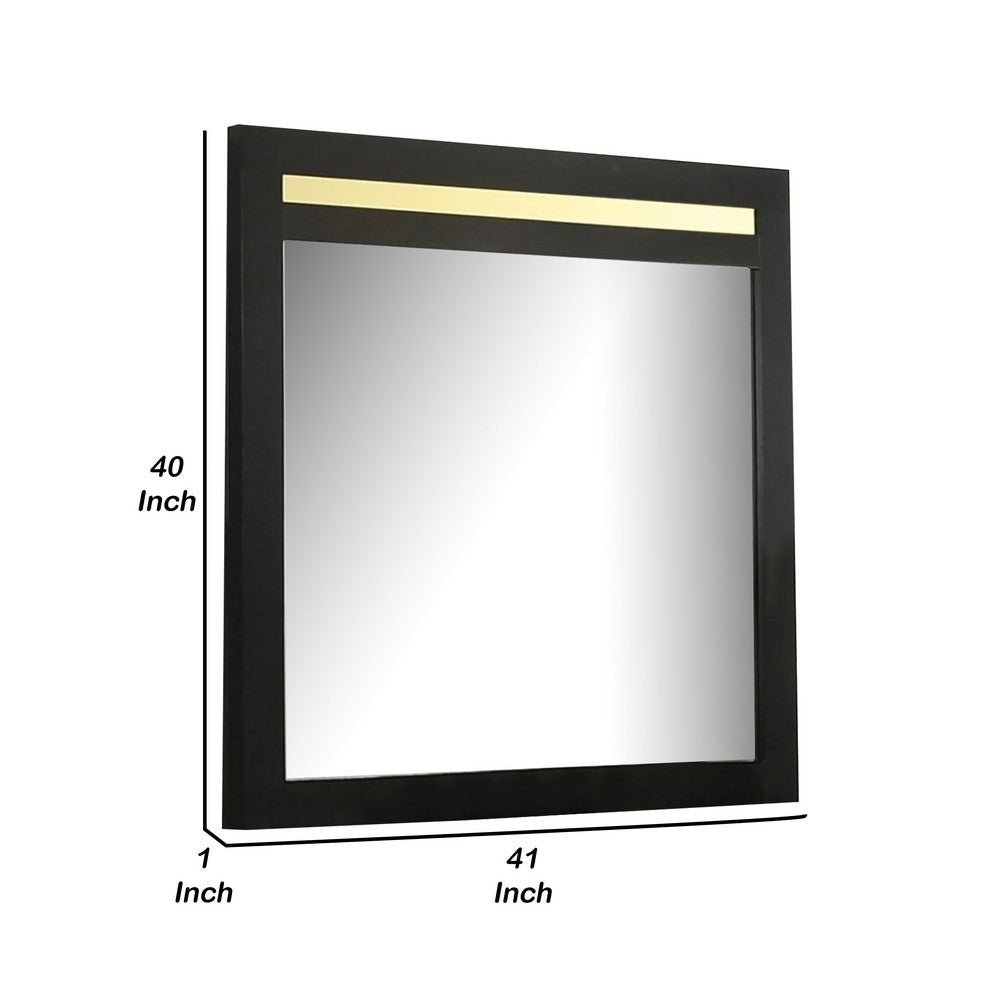 Yoki 41’’ Dresser Mirror | Modern Glam Black with Gold Acrylic Accents BM339412