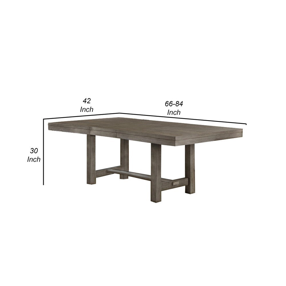 Genu 66-84’’ Extendable Dining Table | Trestle Base | Gray Solid Wood BM339426