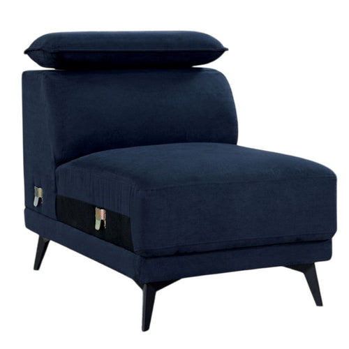 Panie Modular Armless Lounge Chair | Adjustable Headrest | Navy Blue Fabric